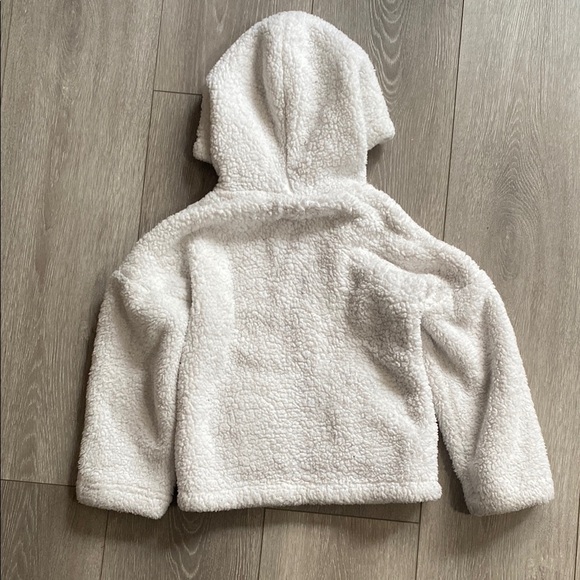 Betsey Johnson Fuzzy Jacket Zip Up Sherpa White Kids Hoodie Sz 6 Rainbow Stripes - Picture 4 of 4